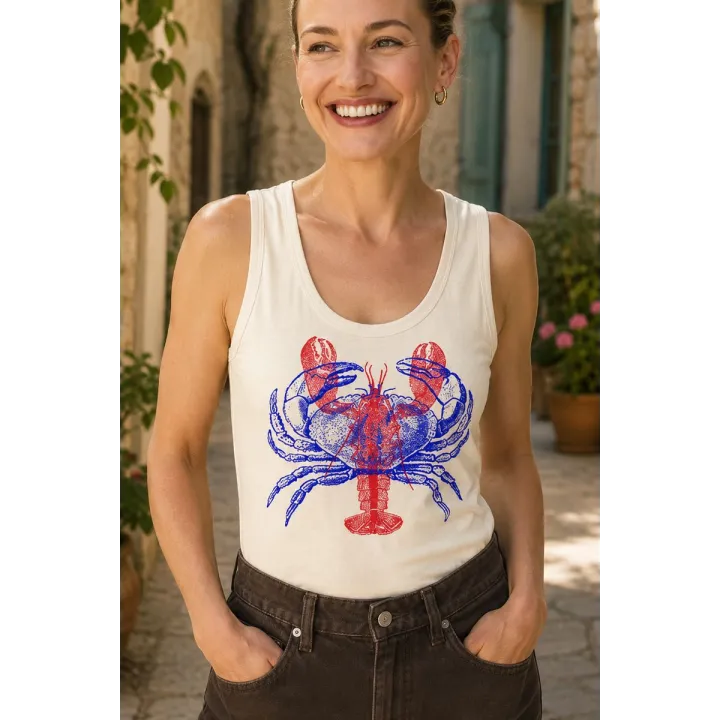DÉBARDEUR FEMME "HOMARD/CRABE " PAR RULIANO DES BOIS