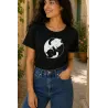 T-shirt femme manches courtes YING YANG CAT issu de commerce équitable