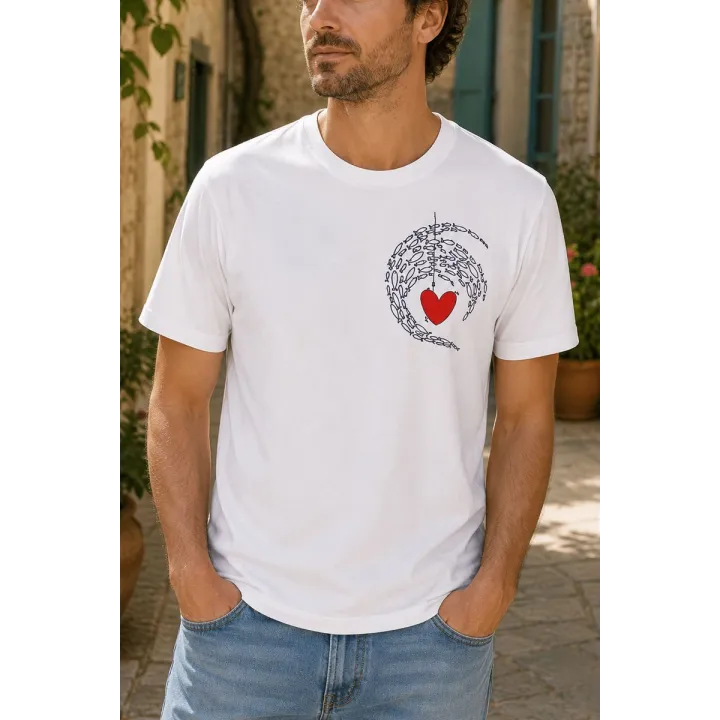 T-shirt hommes manches courtes "VAGUE DAMOUR" en Coton Bio