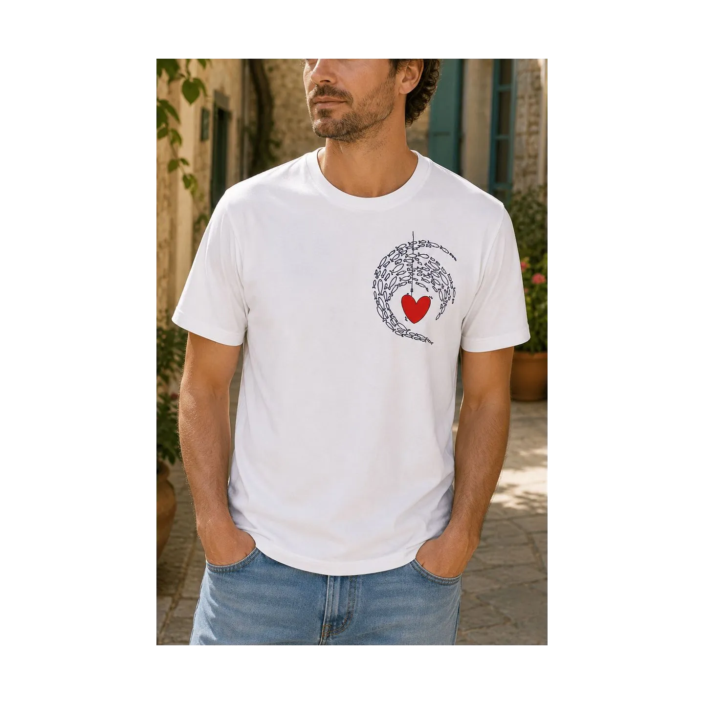 T-shirt hommes manches courtes "VAGUE DAMOUR" en Coton Bio