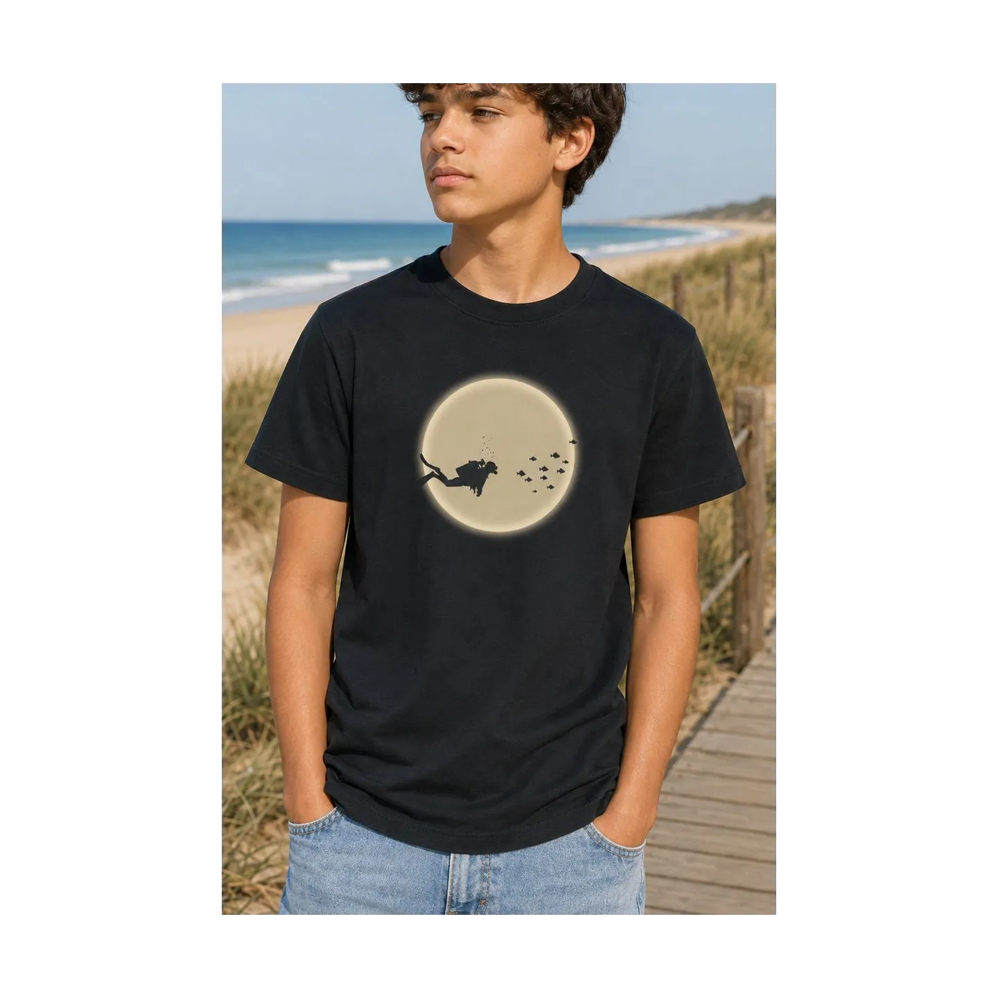 T-shirt manches courtes pour enfant "PLONGEUR DE L ESPACE" by LEDUC en coton bio