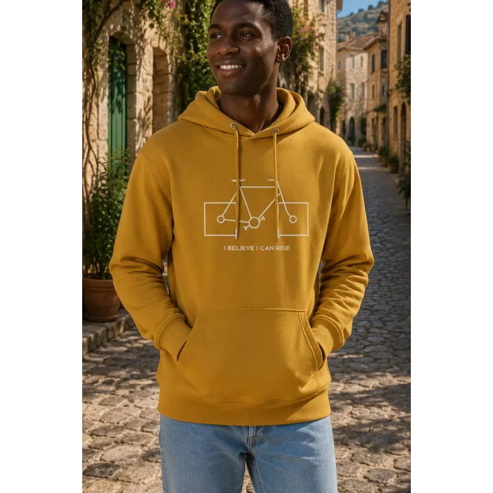 SWEAT CAPUCHE HOMME "I BELIEVE I CAN RIDE" PAR LEDUC