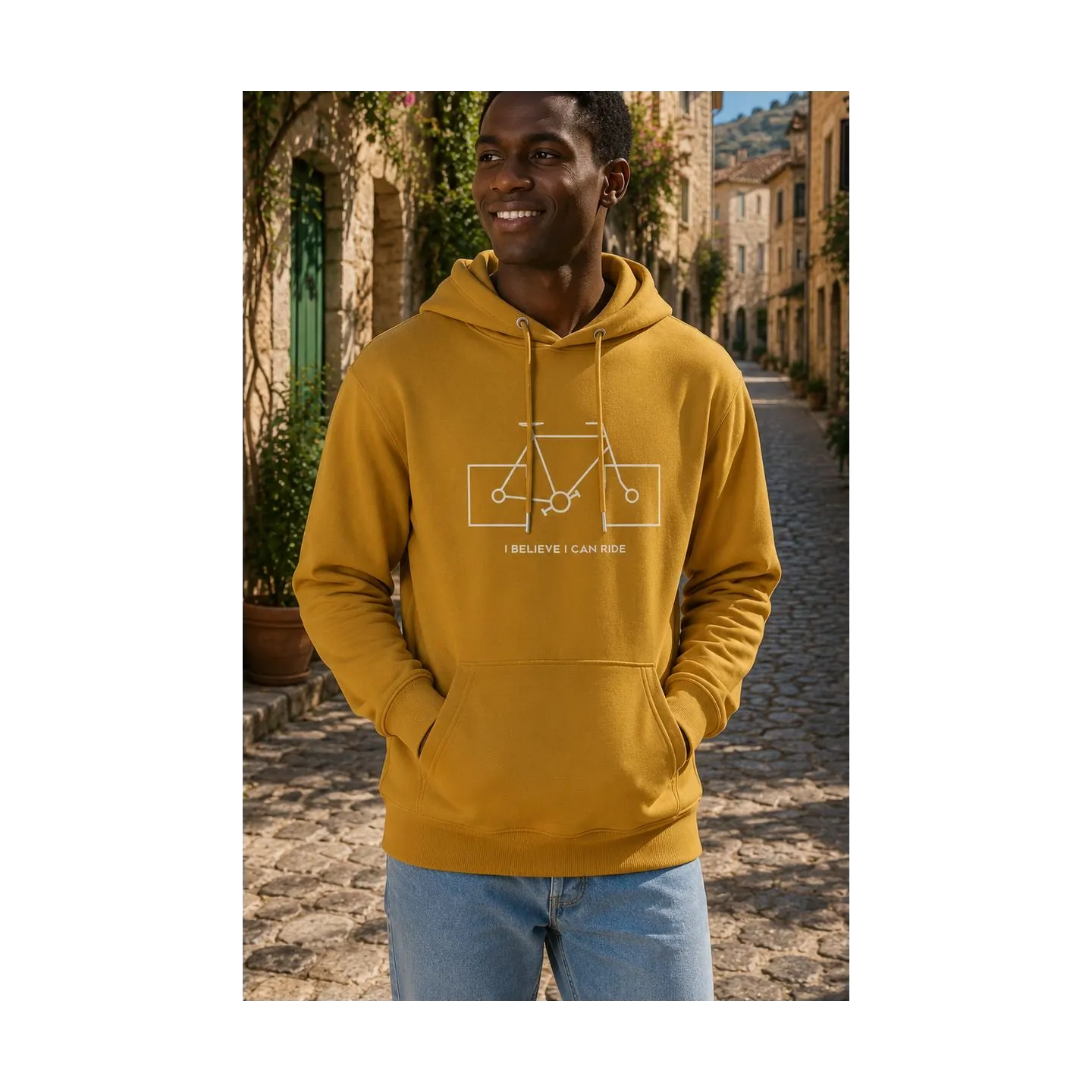 SWEAT CAPUCHE HOMME "I BELIEVE I CAN RIDE" PAR LEDUC