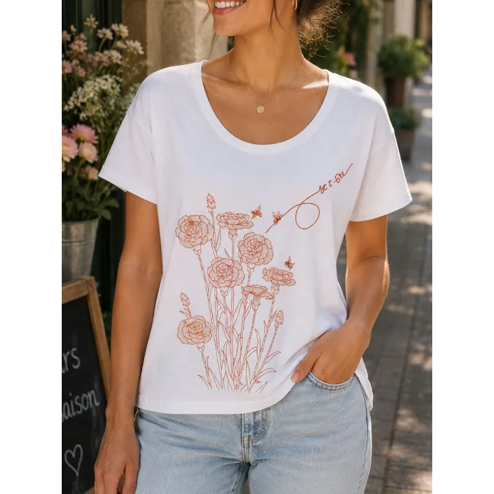 Le T-shirt loose femme let it bee fleurs