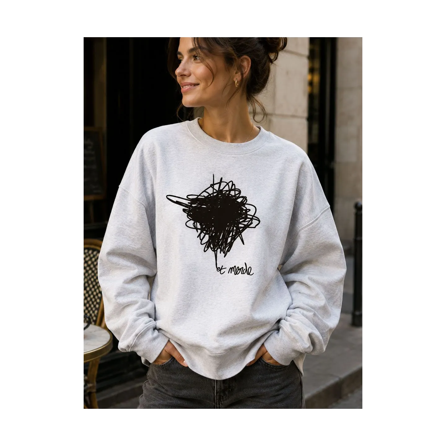 SWEAT FEMME COL ROND "ET MERDE"
