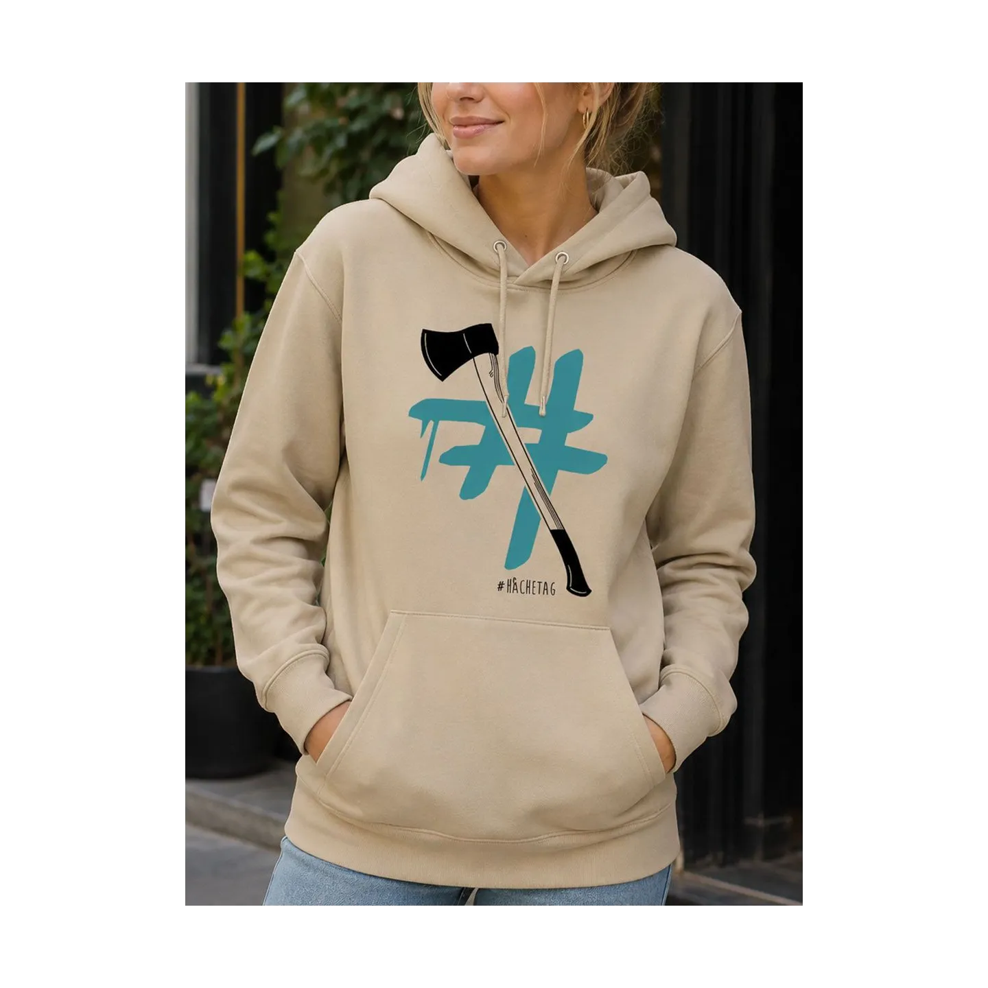 Sweat femme hachetag hashtag : sweat fun en coton bio