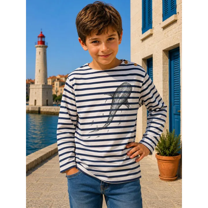 MARINIÈRE ENFANT MANCHES LONGUES "OCEANETOILE" BY THE INK