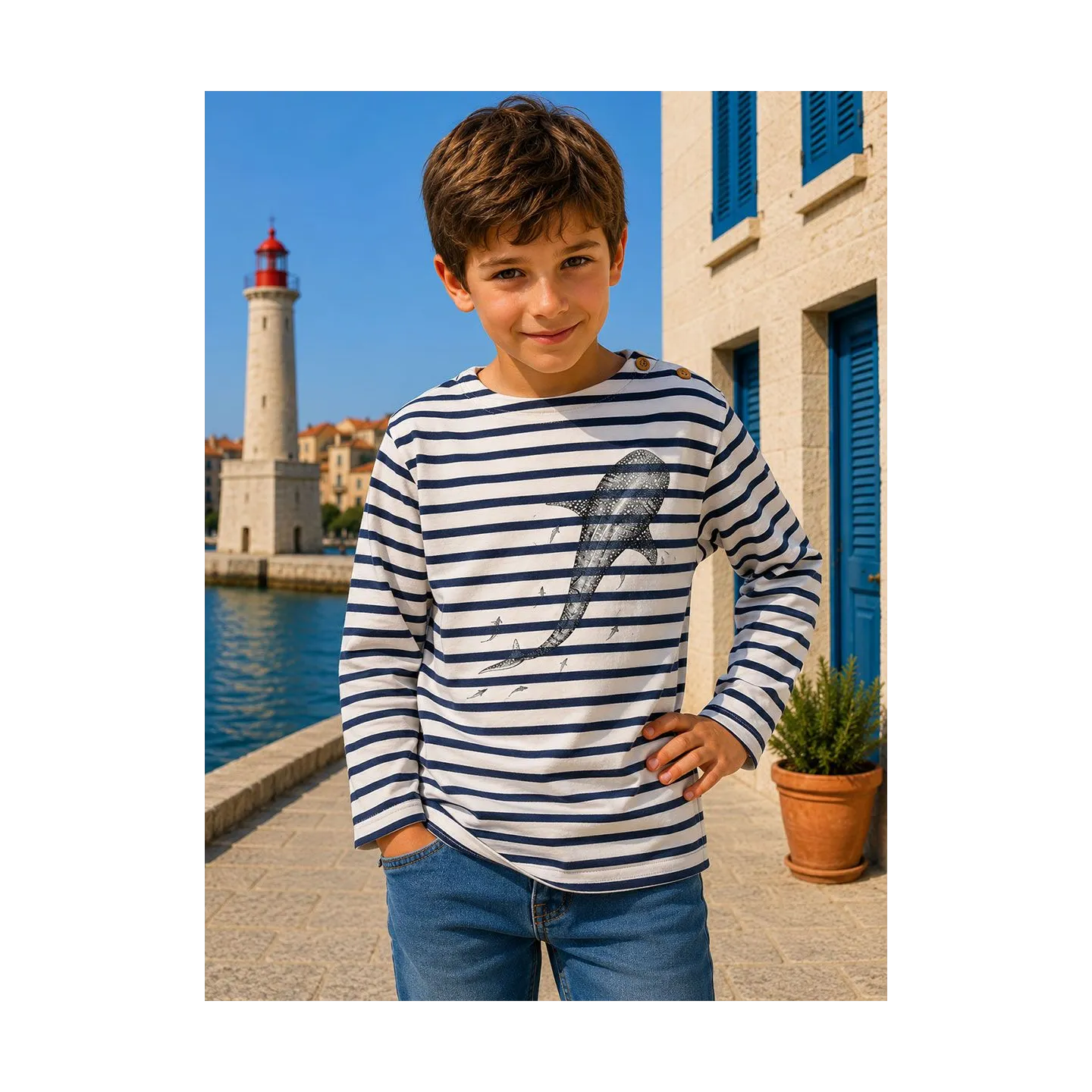 MARINIÈRE ENFANT MANCHES LONGUES "OCEANETOILE" BY THE INK