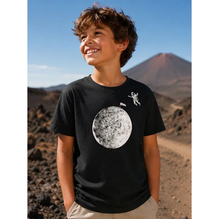 t-shirt enfant black moon dessin pleine lune by the ink