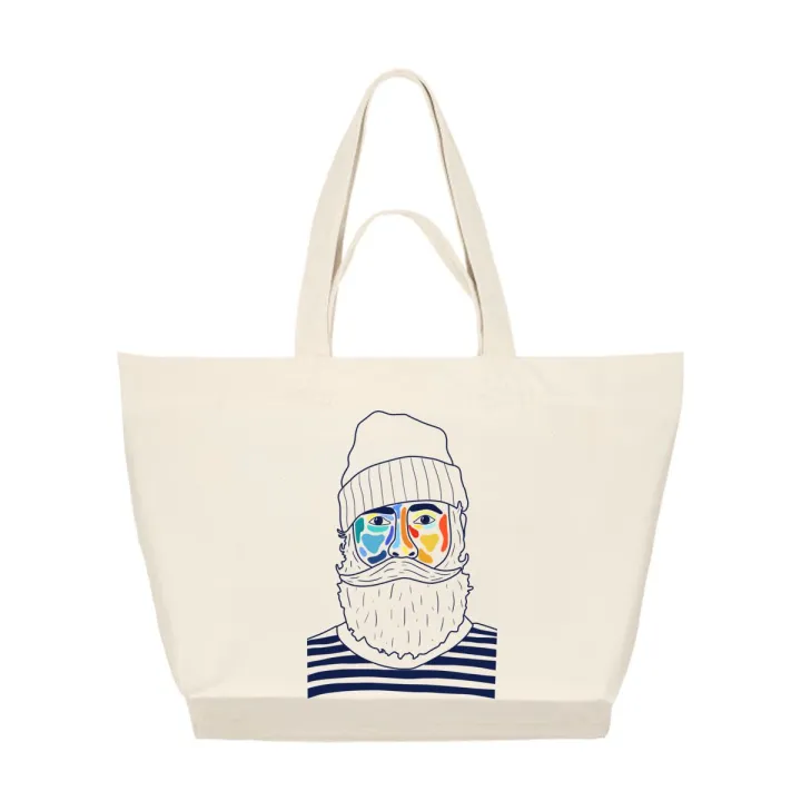 sac shopping en tissu création original marin d'eau douce