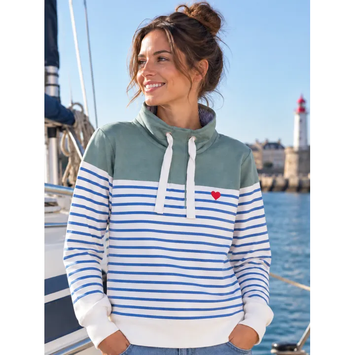 SWEAT MARINIÈRE FEMME "COEUR"