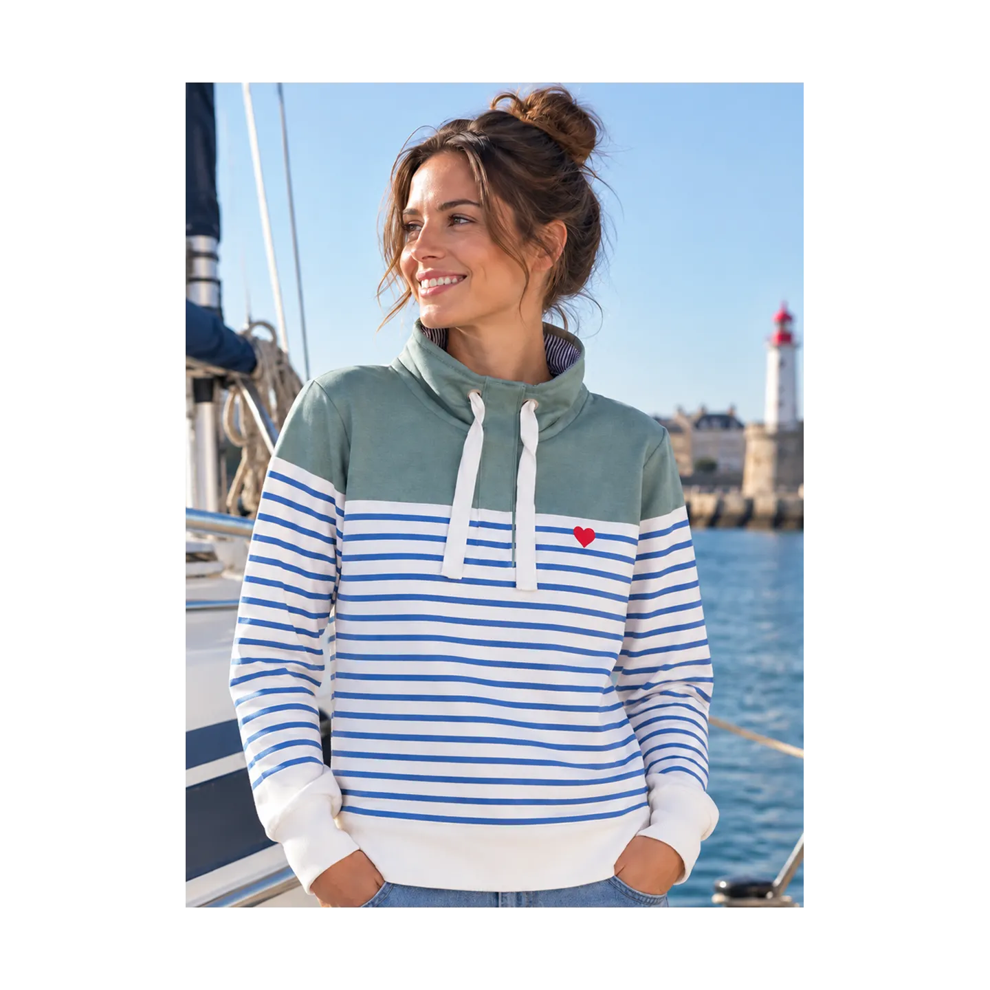 SWEAT MARINIÈRE FEMME "COEUR"