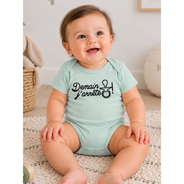 Body bébé ''Demain j'arrête'' (tétine)