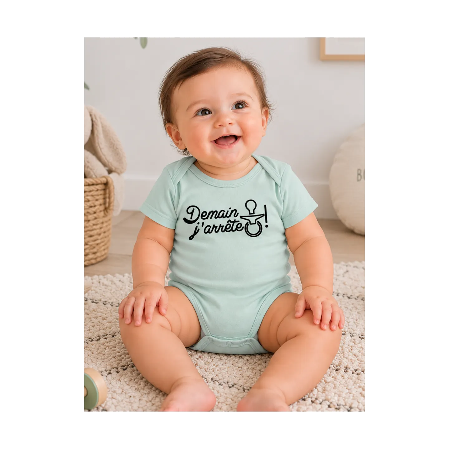 Body bébé ''Demain j'arrête'' (tétine)