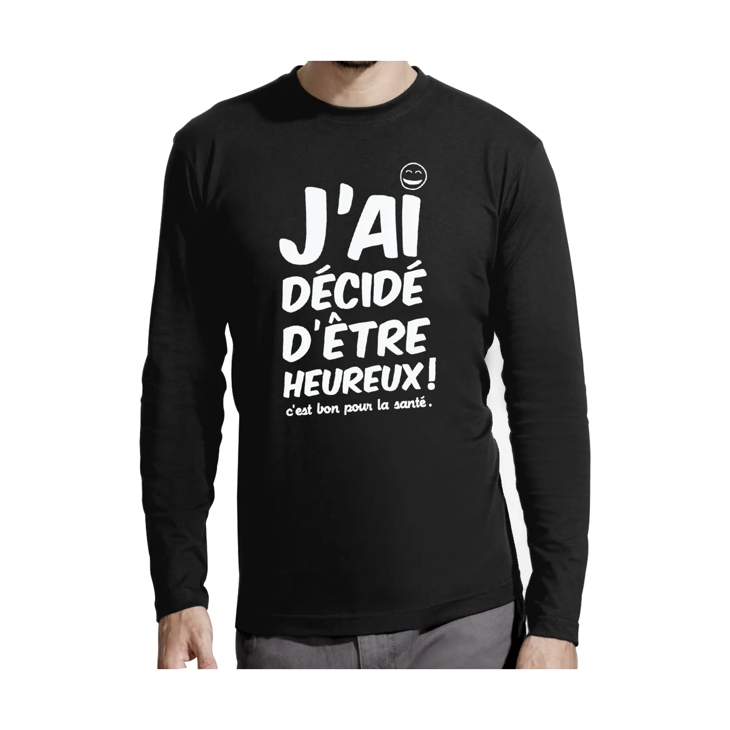 T-shirt manches longues homme "J'ai décidé d'être heureux"