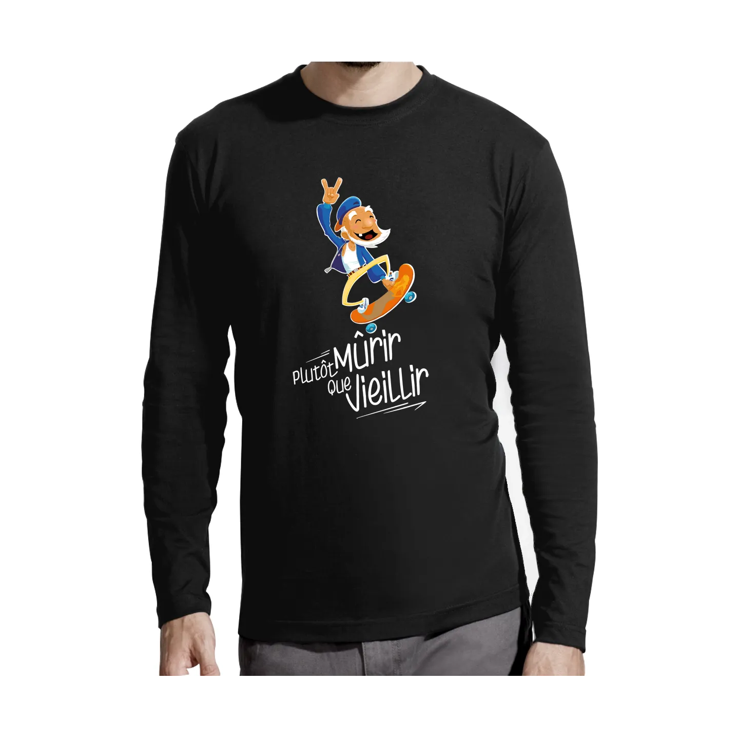 T-shirt manches longues homme "Plutot mourir"